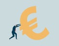 Business people arduously recommend the euro currency symbol, economic pressure and debt